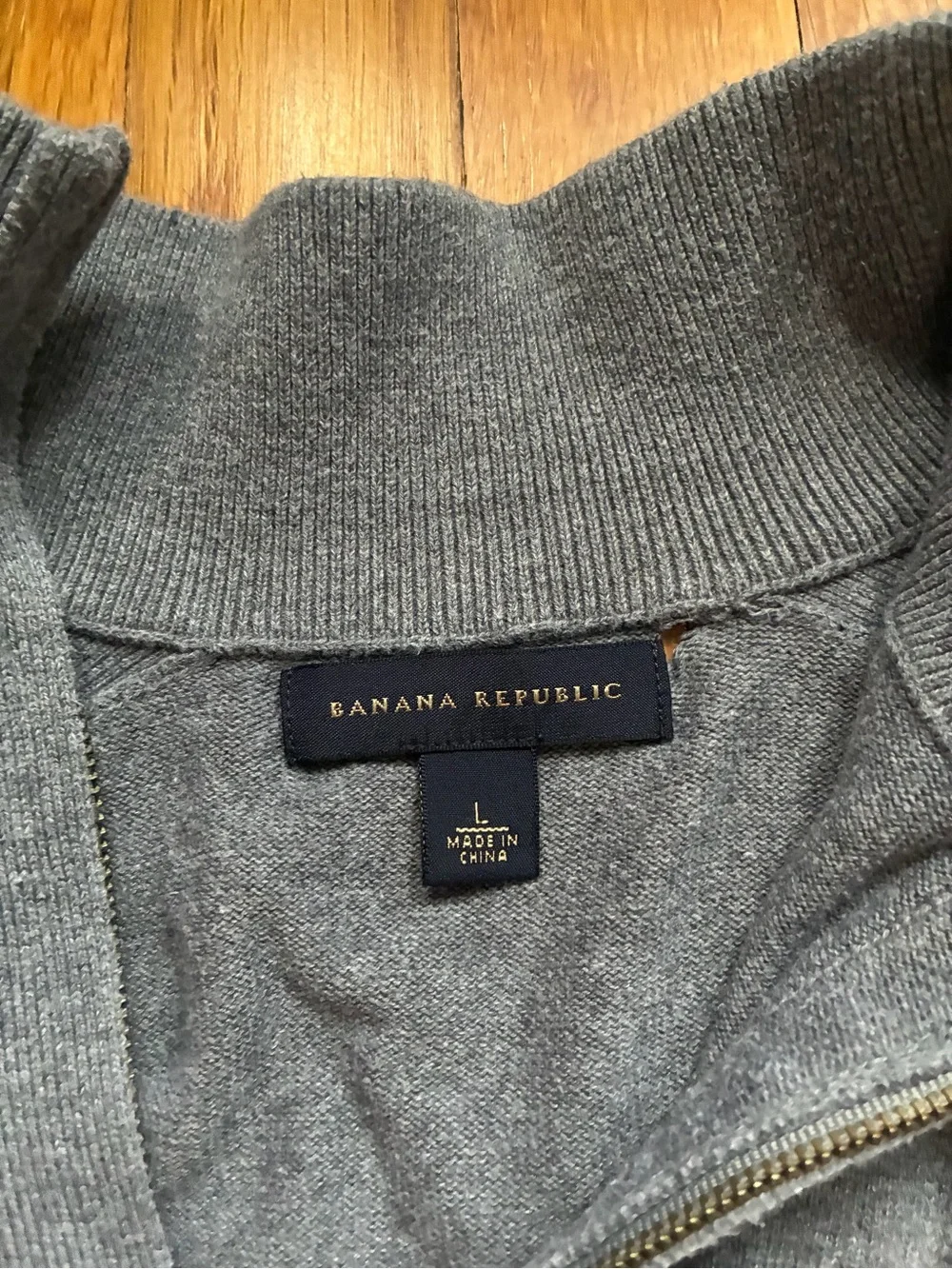 Banana Republic Cotton Men's Gray Quarter-Zip Sweater